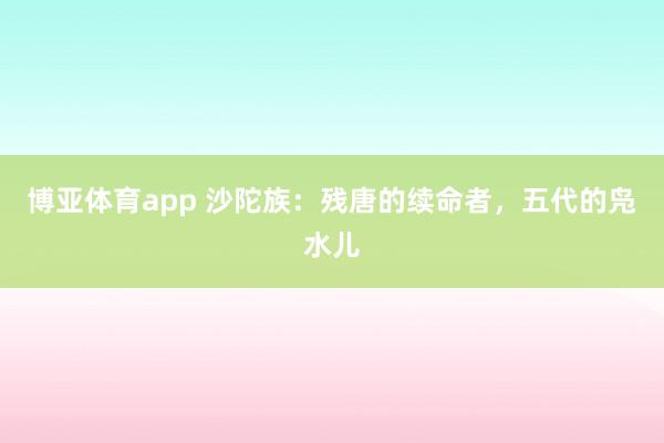 博亚体育app 沙陀族：残唐的续命者，五代的凫水儿
