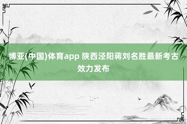 博亚(中国)体育app 陕西泾阳蒋刘名胜最新考古效力发布