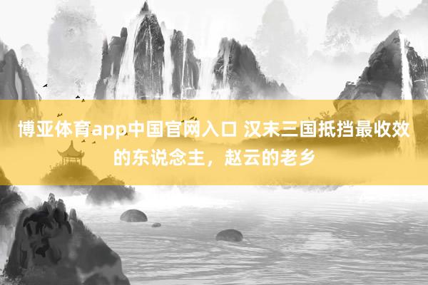 博亚体育app中国官网入口 汉末三国抵挡最收效的东说念主，赵云的老乡