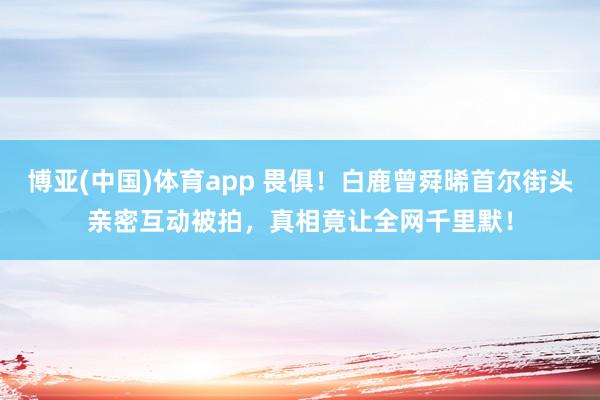 博亚(中国)体育app 畏俱！白鹿曾舜晞首尔街头亲密互动被拍，真相竟让全网千里默！