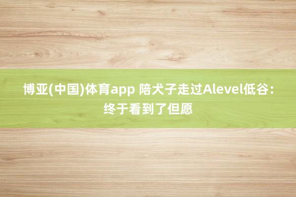 博亚(中国)体育app 陪犬子走过Alevel低谷：终于看到了但愿