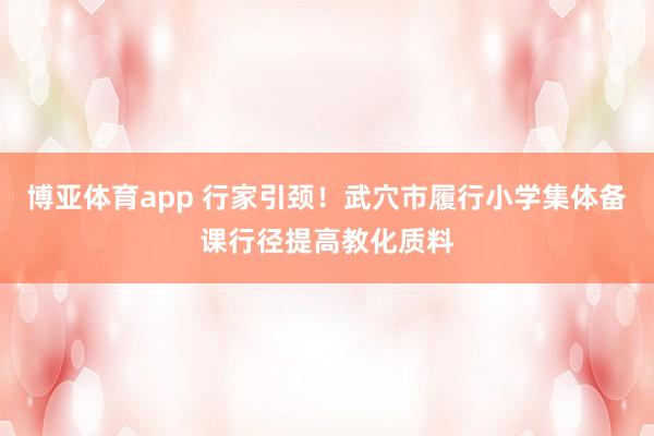 博亚体育app 行家引颈！武穴市履行小学集体备课行径提高教化质料