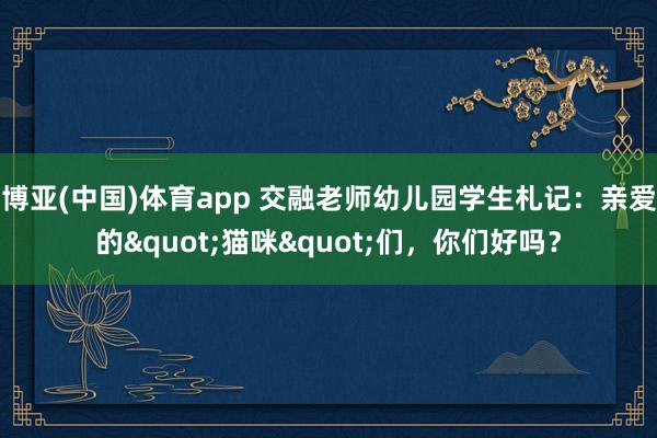 博亚(中国)体育app 交融老师幼儿园学生札记：亲爱的"猫咪"们，你们好吗？