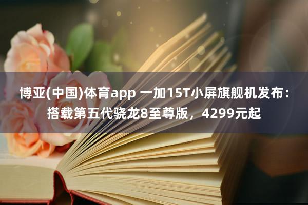 博亚(中国)体育app 一加15T小屏旗舰机发布：搭载第五代骁龙8至尊版，4299元起