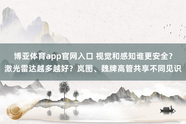 博亚体育app官网入口 视觉和感知谁更安全？激光雷达越多越好？岚图、魏牌高管共享不同见识