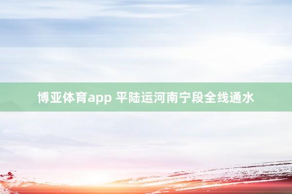 博亚体育app 平陆运河南宁段全线通水