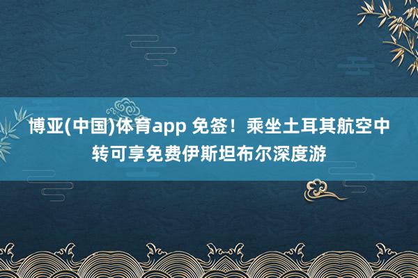博亚(中国)体育app 免签！乘坐土耳其航空中转可享免费伊斯坦布尔深度游