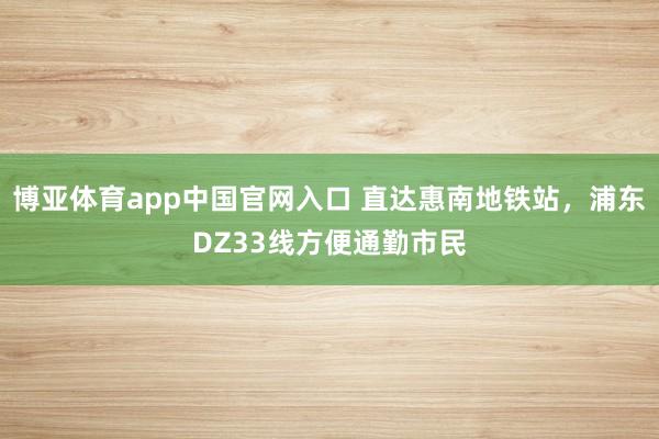 博亚体育app中国官网入口 直达惠南地铁站，浦东DZ33线方便通勤市民