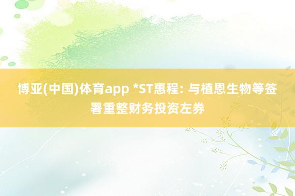 博亚(中国)体育app *ST惠程: 与植恩生物等签署重整财务投资左券