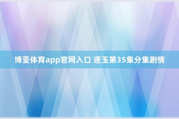 博亚体育app官网入口 逐玉第35集分集剧情